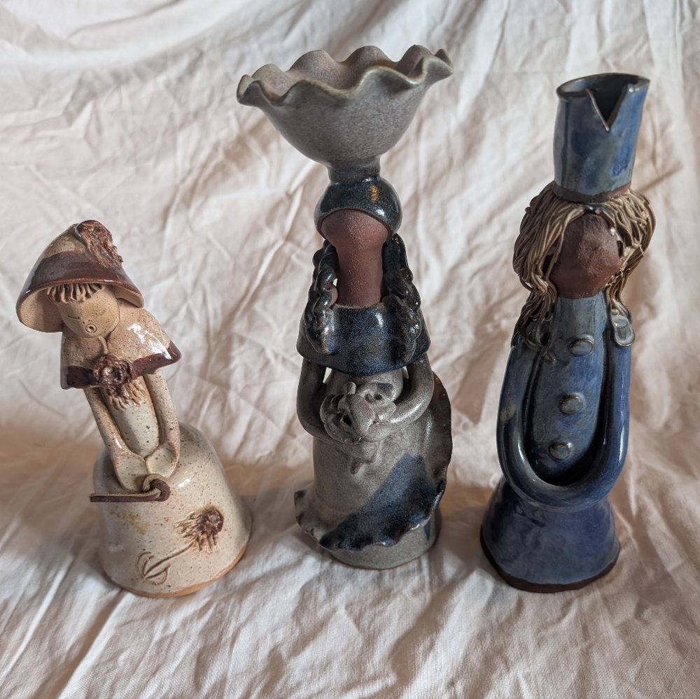 2/30$ Adia Ceramic Sculpture Trio Of Women's- Cream, Gray, Blue